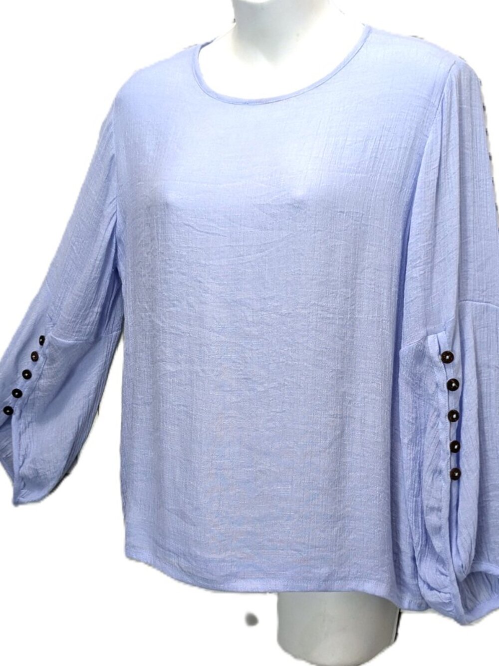 Gaya Silk and Cotton Gauze Shirt Top Blouse Baby Blue Sz Medium Breezy Balloon